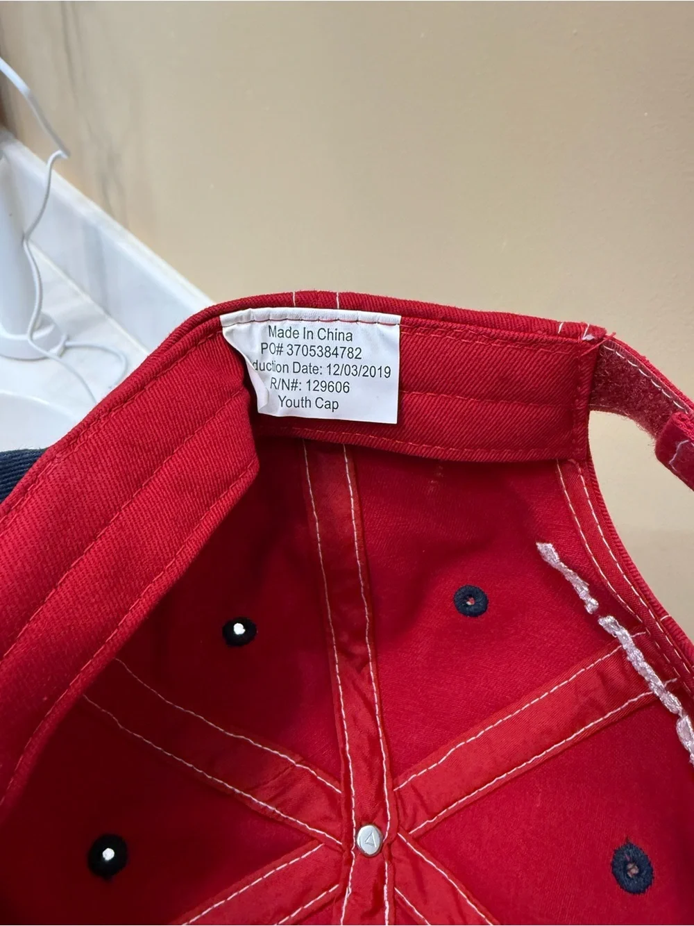 BMW Red Kids Hat with Navy Trim